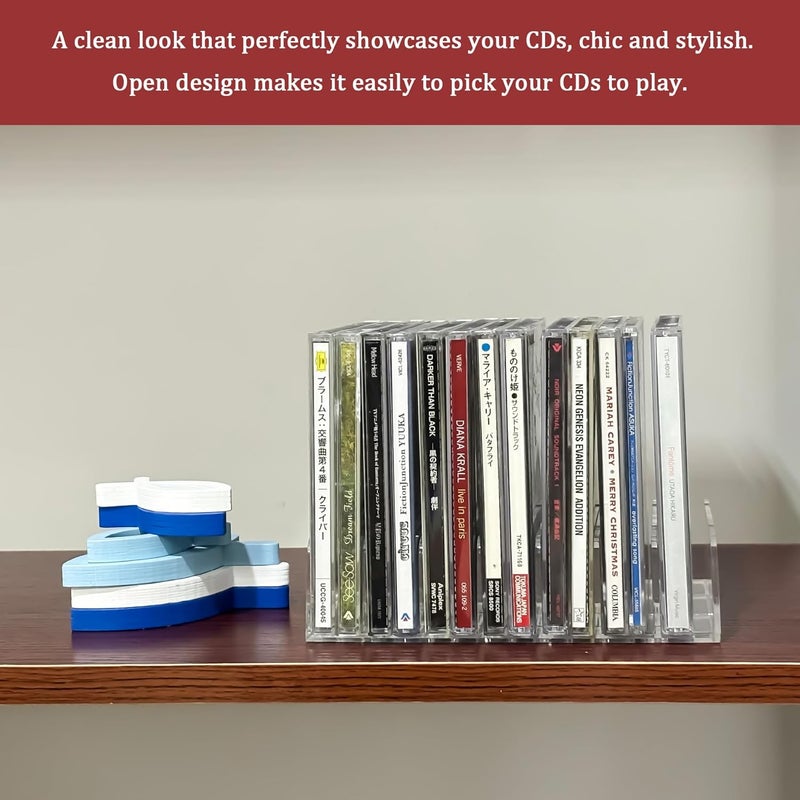 Philbinden 2 Pcs Clear Acrylic CD Holder, DVD/CD Display Rack & CD Storage Box & Vinyl Record Storage Stand Holds up to 14 Standard CD Cases for Media Shelf Storage and Organization - Image 5